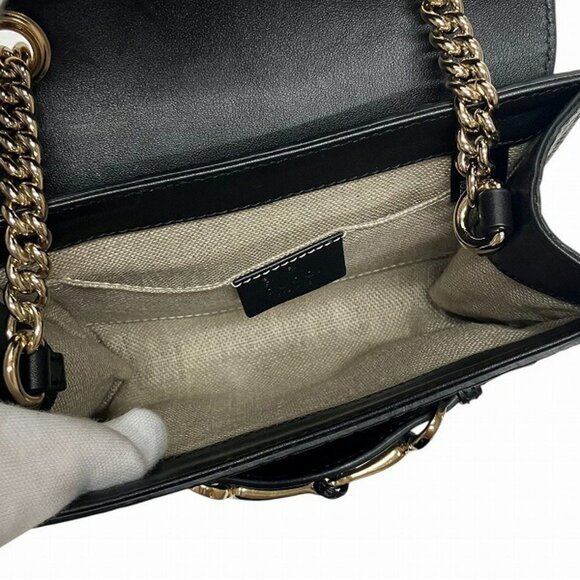 GUCCI Black Horsebit Shoulder Bag - Picture 9 of 9